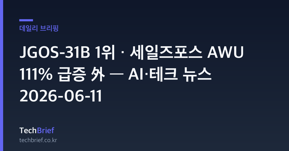 JGOS-31B 1위 · 세일즈포스 AWU 111% 급증 外 — AI·테크 뉴스 2026-06-11