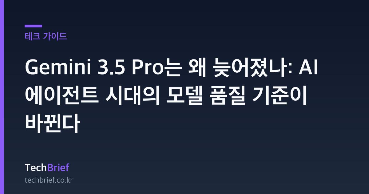 Gemini 3.5 Pro는 왜 늦어졌나: AI 에이전트 시대의 모델 품질 기준이 바뀐다
