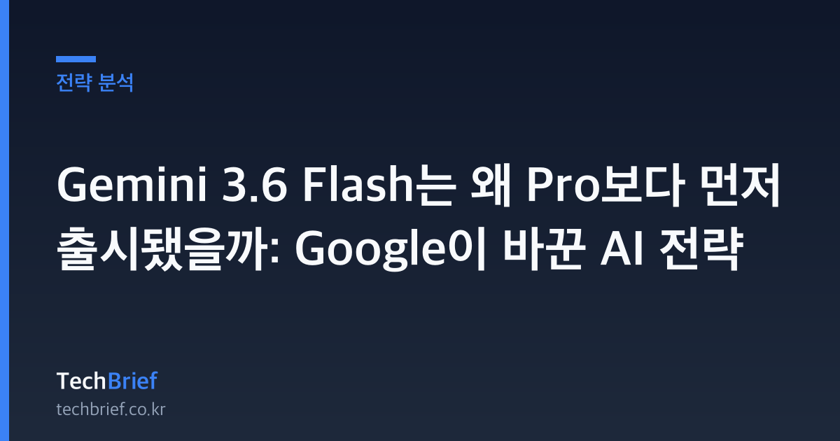 Gemini 3.6 Flash는 왜 Pro보다 먼저 출시됐을까: Google이 바꾼 AI 전략