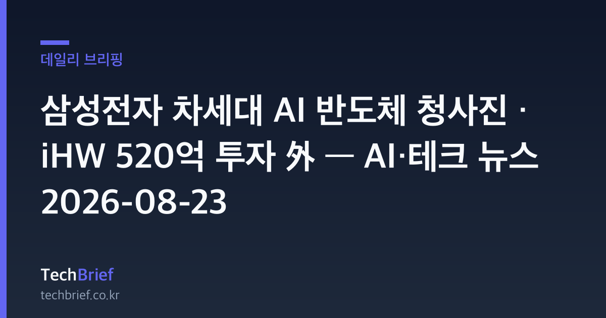 삼성전자 차세대 AI 반도체 청사진 · iHW 520억 투자 外 — AI·테크 뉴스 2026-08-23