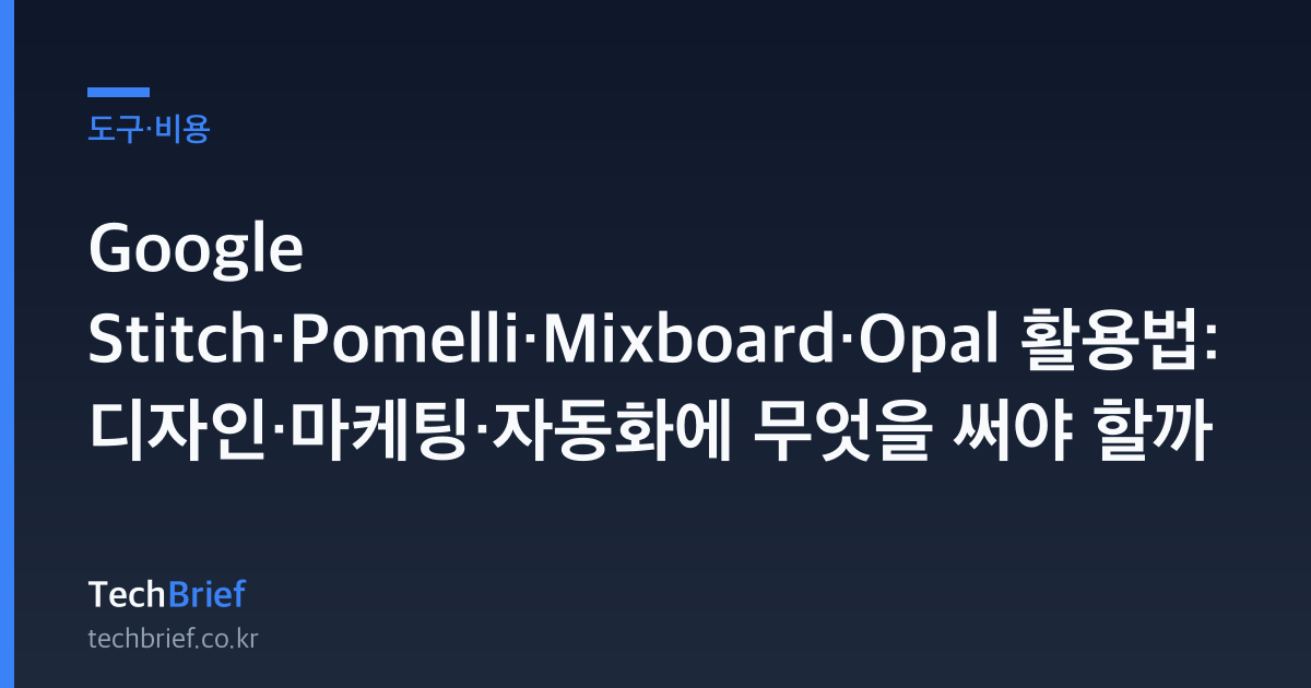 Google Stitch·Pomelli·Mixboard·Opal 활용법: 디자인·마케팅·자동화에 무엇을 써야 할까