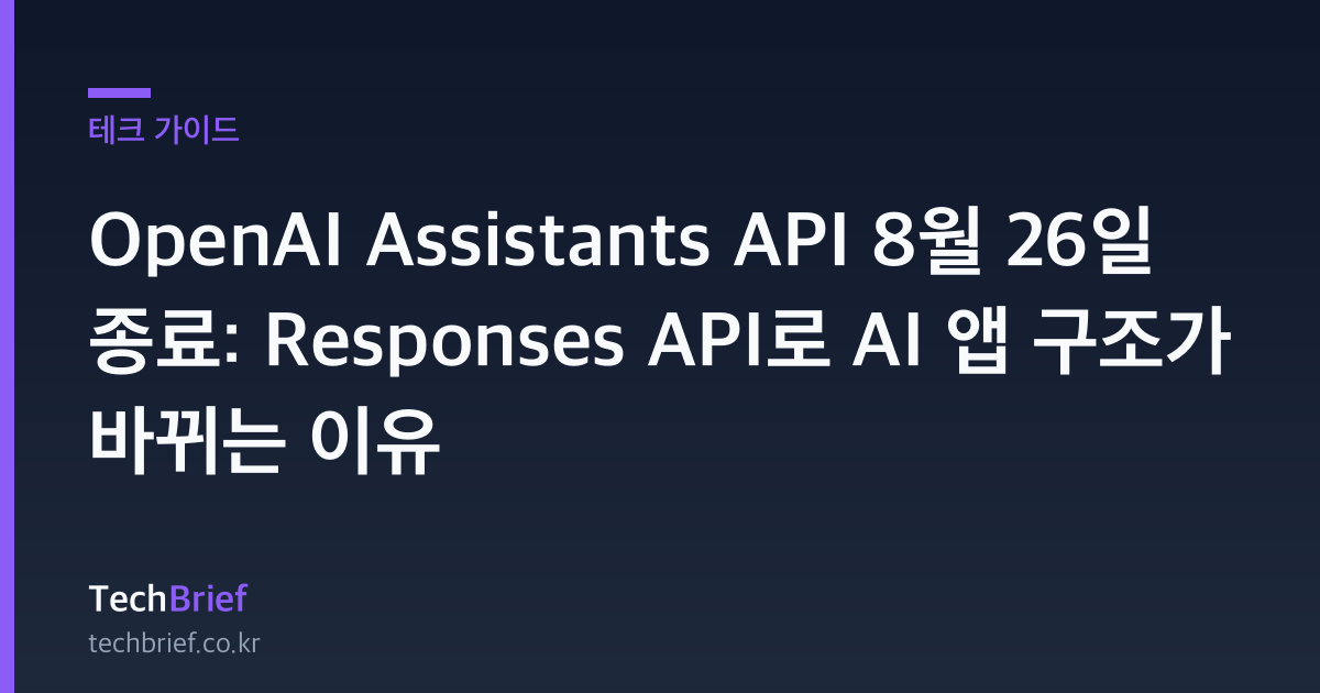 OpenAI Assistants API 8월 26일 종료: Responses API로 AI 앱 구조가 바뀌는 이유